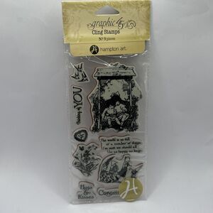 Graphic 45 Scrapbook Cling Stamps Children's Hour #1 playing Swing hugs kisses